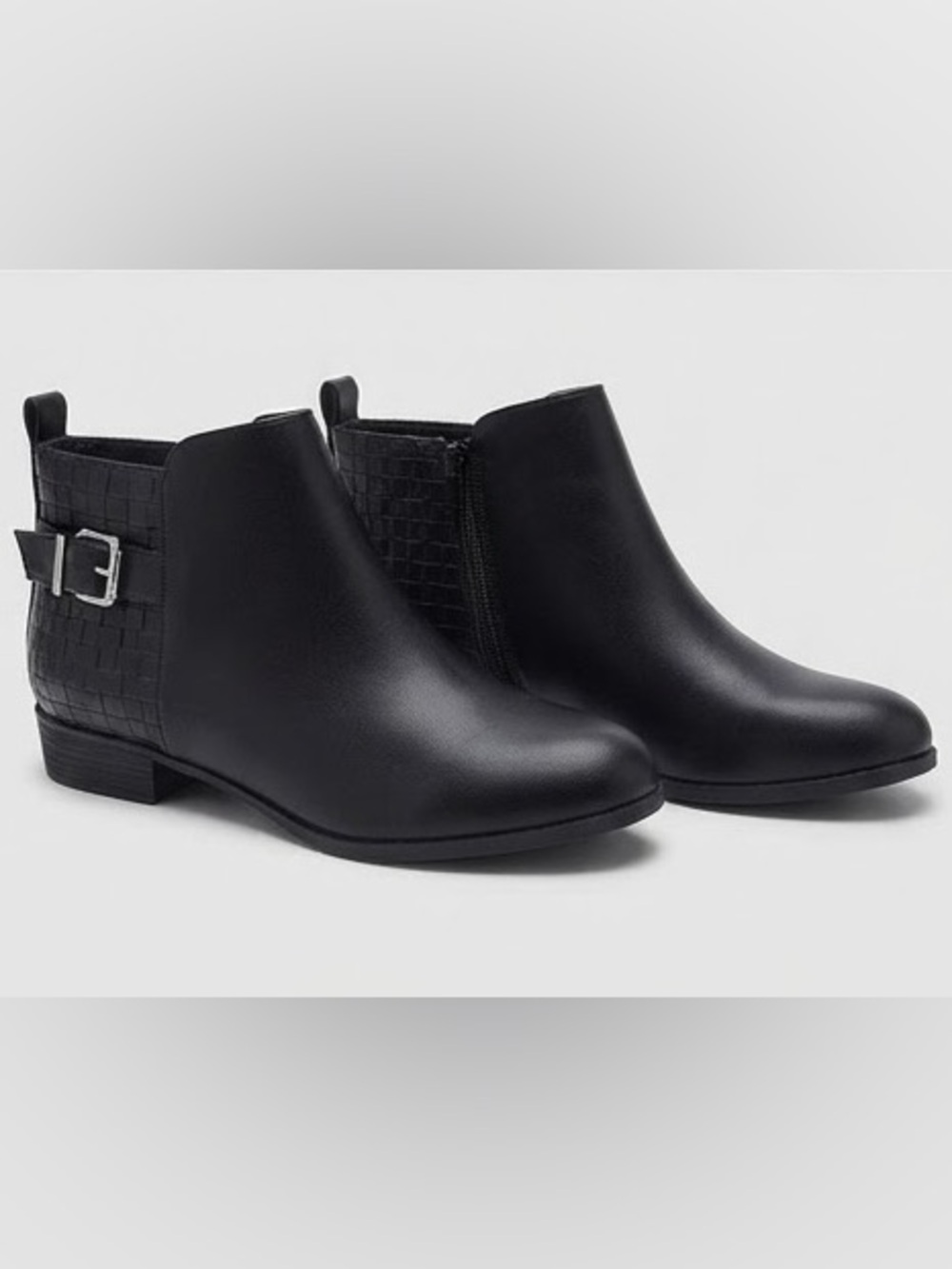 ♥️♥️ Style & Co Women's Claraa Buckle Detail Block Heel Booties - Black Leather